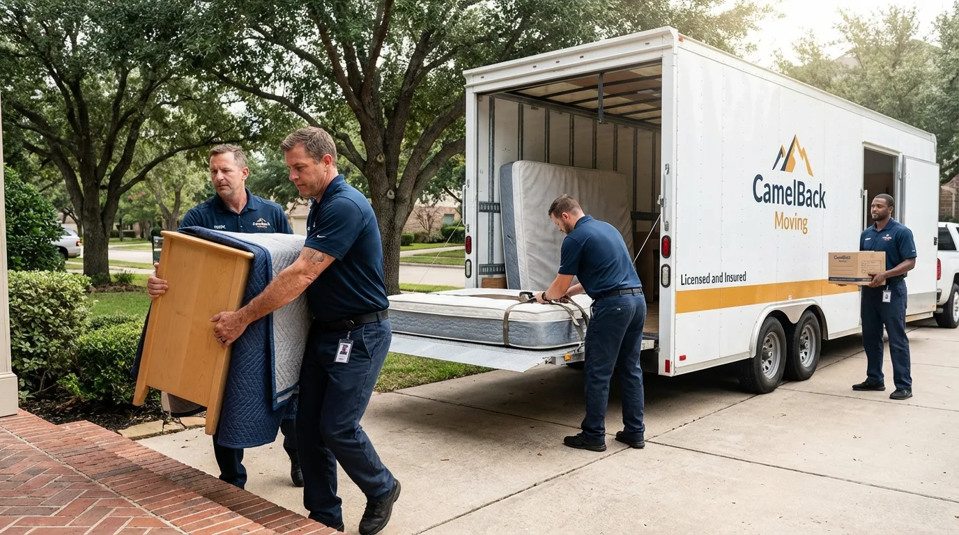 Crew loading residential truck for cross-state move from Montezuma, IA